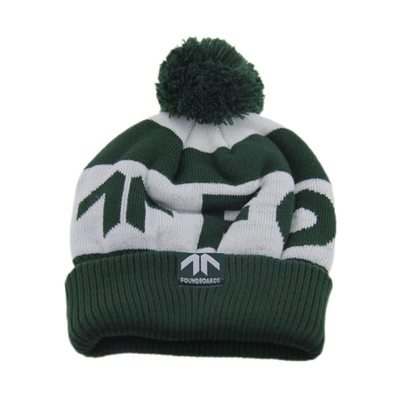 Stampa di logo personalizzato Cappelli a maglia con modello di pom pom jacquard