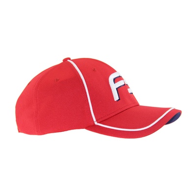 Red Polymesh Embroidered Logo Baseball Cap Unisex Low Profile Adjustable Casual Hats