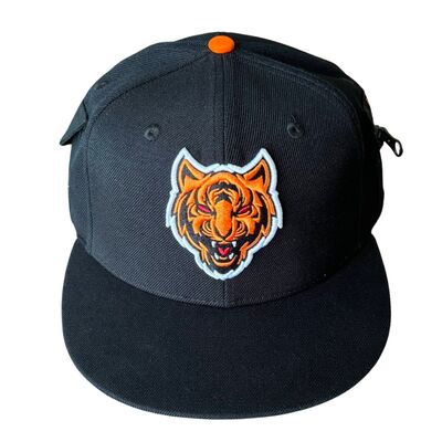 High Quality 3D Embroidered Chain Snapback Cap Street Hip Hop Block Flat Brimmed Baseball Hat Utility Pocket with velcro Zipper