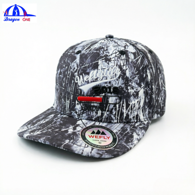 Custom Black & White Splatter Graffiti Flat Brim Snapback Hat with 3D Embroidered Sporty Baseball Caps Outdoor Casquette Hats