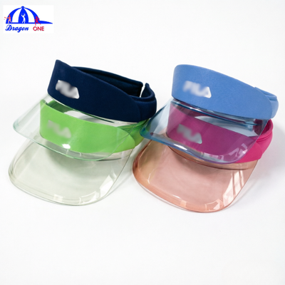 Custom Logo Transparent Brim Visors Hat Multi-Color Sporty Outdoor Sun UV Protection Breathable Fabric Contrast Stitching Open