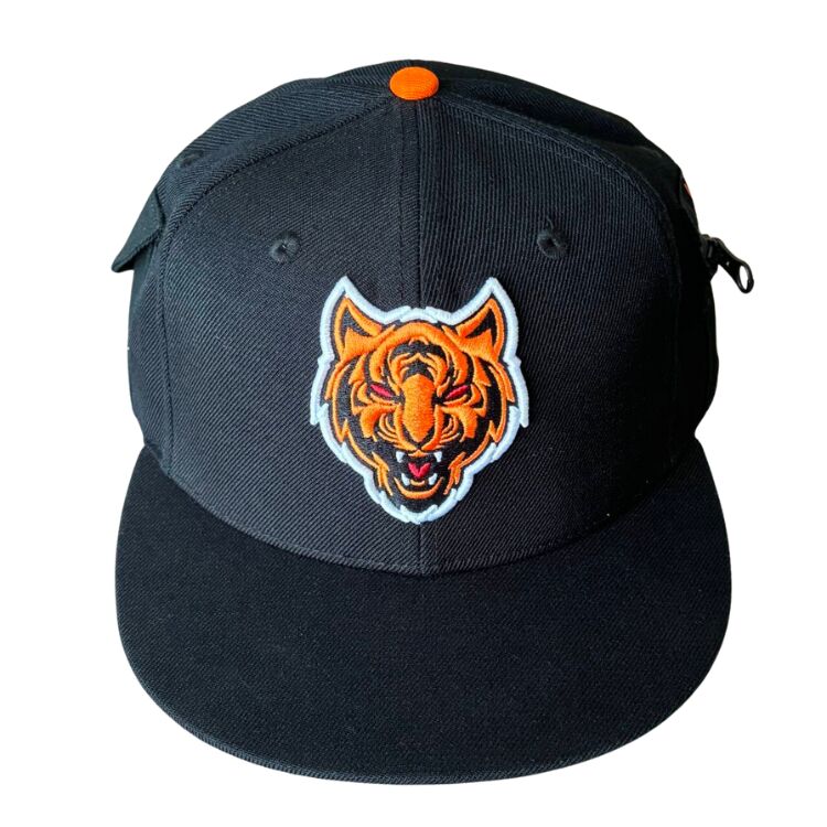 High Quality 3D Embroidered Chain Snapback Cap Street Hip Hop Block Flat Brimmed Baseball Hat Utility Pocket with velcro Zipper